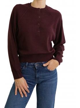 Maglione con bottoni girocollo tinta unita 